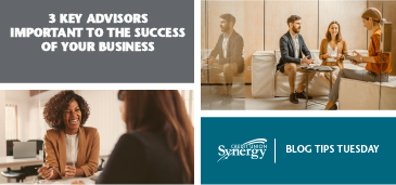 Aug24 3Keyadvisors 03 3 Key advisors important to the success of your business; photo 1: couple meeting with a female advisor; photo 2 female meeting with a female advisor