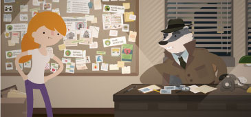 31 F Social 365X170 Jen and Racoon sitting at desk spotting scams