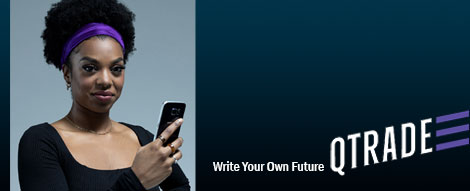 QtradeGP_CTA_470X191 confident woman holding phone