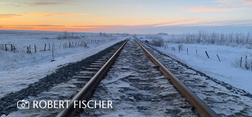 Winter sunset on the train tracks