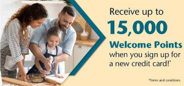 Photo of family baking - Receive up to 15,000 Welcome Points