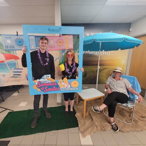 Fun at our St. Walburg branch with our Summer of Smiles photo booth