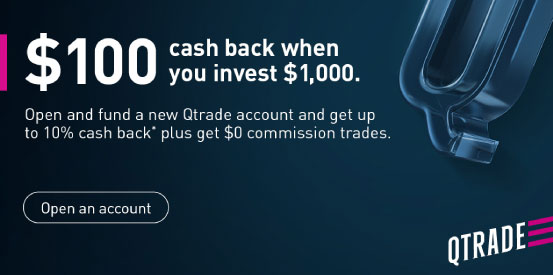 QTrade Promotion $100 cash back when you invest $1,000.